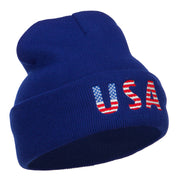 American USA Flag Embroidered Long Beanie