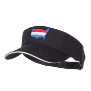 United States Map Embroidered Brushed Visor