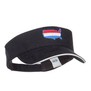 United States Map Embroidered Brushed Visor