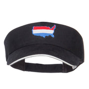 United States Map Embroidered Brushed Visor