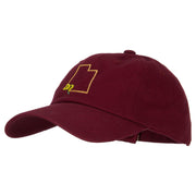 Utah Sego Lily with Map Embroidered Unstructured Washed Cap