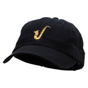 Saxophone Embroidered Low Profile Dyed Cotton Twill Cap - Black OSFM