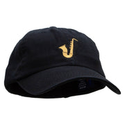 Saxophone Embroidered Low Profile Dyed Cotton Twill Cap - Black OSFM