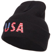 American USA Flag Embroidered Long Beanie