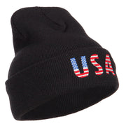 American USA Flag Embroidered Long Beanie