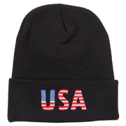 American USA Flag Embroidered Long Beanie