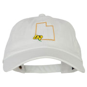 Utah Sego Lily with Map Embroidered Unstructured Washed Cap