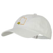 Utah Sego Lily with Map Embroidered Unstructured Washed Cap