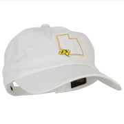 Utah Sego Lily with Map Embroidered Unstructured Washed Cap