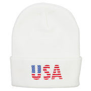 American USA Flag Embroidered Long Beanie