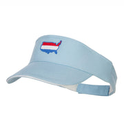 United States Map Embroidered Brushed Visor