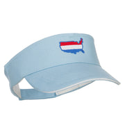 United States Map Embroidered Brushed Visor