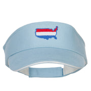 United States Map Embroidered Brushed Visor