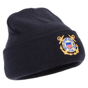 US Coast Guard Anchors Logo Embroidered Long Beanie