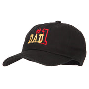 Number 1 Dad Outline Words Embroidered Unstructured Dyed Cotton Cap