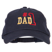 Number 1 Dad Outline Words Embroidered Unstructured Dyed Cotton Cap