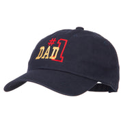 Number 1 Dad Outline Words Embroidered Unstructured Dyed Cotton Cap