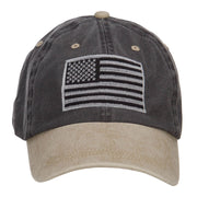 Silver American Flag Embroidered Washed Two Tone Cap