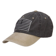 Silver American Flag Embroidered Washed Two Tone Cap