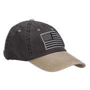 Silver American Flag Embroidered Washed Two Tone Cap