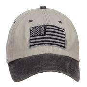 Silver American Flag Embroidered Washed Two Tone Cap