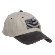 Silver American Flag Embroidered Washed Two Tone Cap