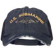 US Submarine Embroidered Low Profile Cotton Mesh Cap