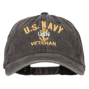 USN Veteran Military Embroidered Washed Cotton Twill Cap