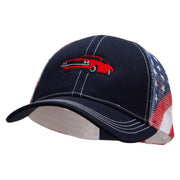 Red American Muscle Car USA Flag Cotton Twill Mesh Cap - Flag OSFM