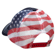 Red American Muscle Car USA Flag Cotton Twill Mesh Cap - Flag OSFM