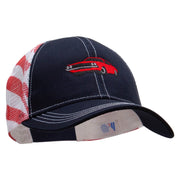 Red American Muscle Car USA Flag Cotton Twill Mesh Cap - Flag OSFM