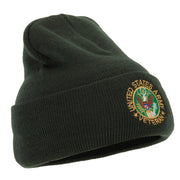 US Army Veteran Circle Embroidered 12 Inch Long Knitted Beanie