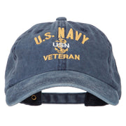 USN Veteran Military Embroidered Washed Cotton Twill Cap