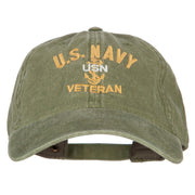 USN Veteran Military Embroidered Washed Cotton Twill Cap