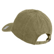 USN Veteran Military Embroidered Washed Solid Pigment Dyed Cotton Twill Brass Buckle Cap - Khaki OSFM
