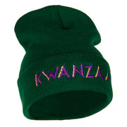 Purple Kwanzaa Embroidered Knitted Long Beanie