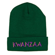 Purple Kwanzaa Embroidered Knitted Long Beanie