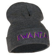 Purple Kwanzaa Embroidered Knitted Long Beanie