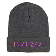 Purple Kwanzaa Embroidered Knitted Long Beanie