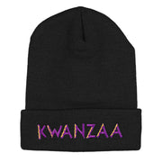 Purple Kwanzaa Embroidered Knitted Long Beanie