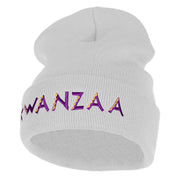 Purple Kwanzaa Embroidered Knitted Long Beanie