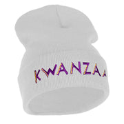 Purple Kwanzaa Embroidered Knitted Long Beanie