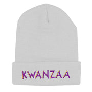 Purple Kwanzaa Embroidered Knitted Long Beanie