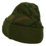 US Army Aviator Logo Embroidered Camo Knit Long Cuff Beanie