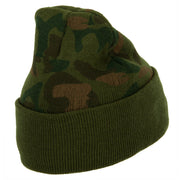 US Army Aviator Logo Embroidered Camo Knit Long Cuff Beanie