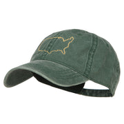 United States Outline Map Embroidered Washed Cap