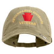 U.S. Army 28th Infantry Division Embroidered Washed Solid Pigment Dyed Cotton Twill Brass Buckle Cap - Khaki OSFM
