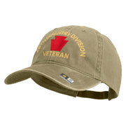 U.S. Army 28th Infantry Division Embroidered Washed Solid Pigment Dyed Cotton Twill Brass Buckle Cap - Khaki OSFM
