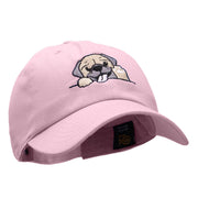 Happy Pug Head Embroidered Cotton Twill Cap