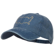 United States Outline Map Embroidered Washed Cap